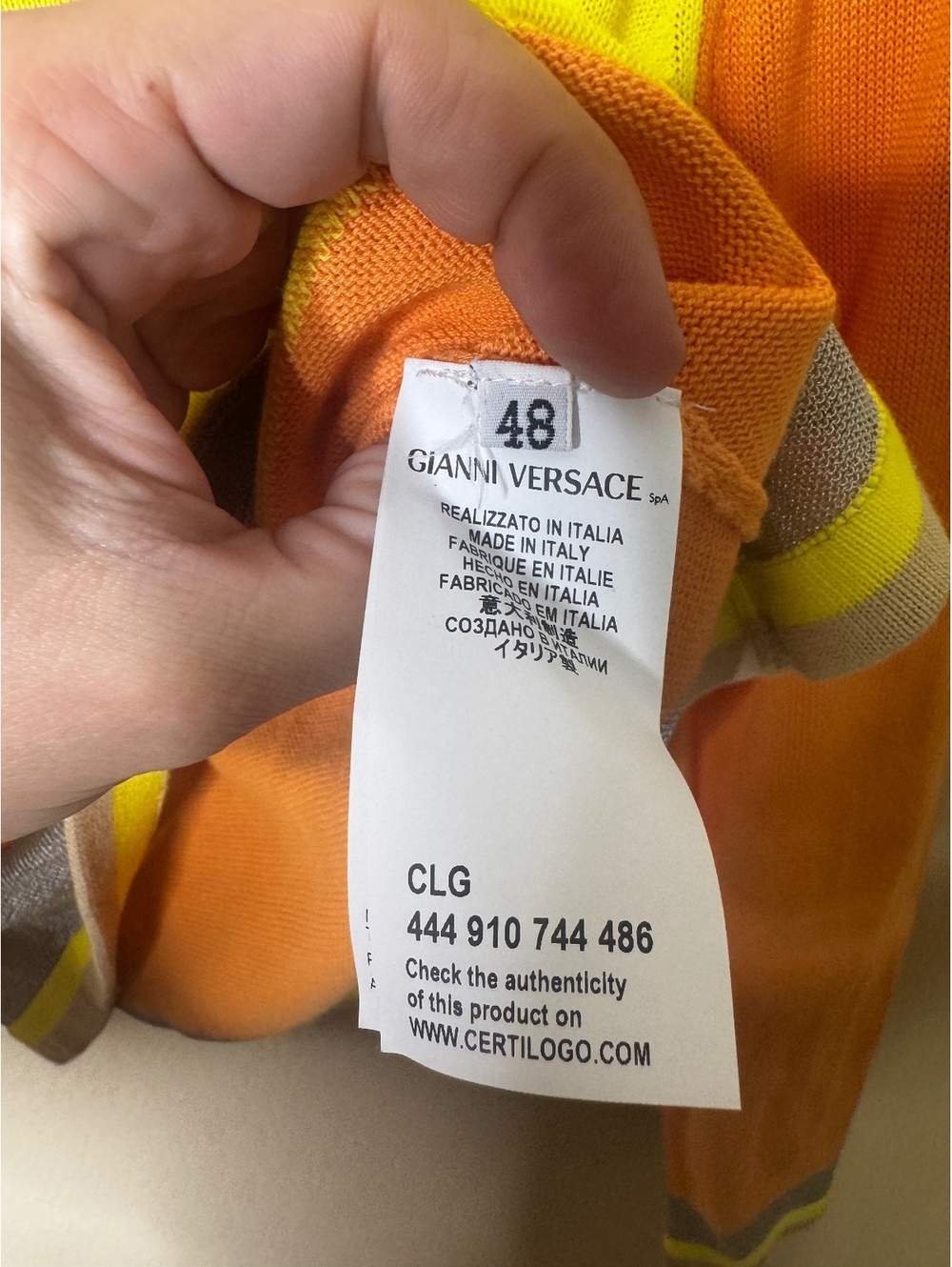 Versace Collection Womens IT 48 Cardigan Orange Geometric Viscose Made in Italy - Picture 4 of 8